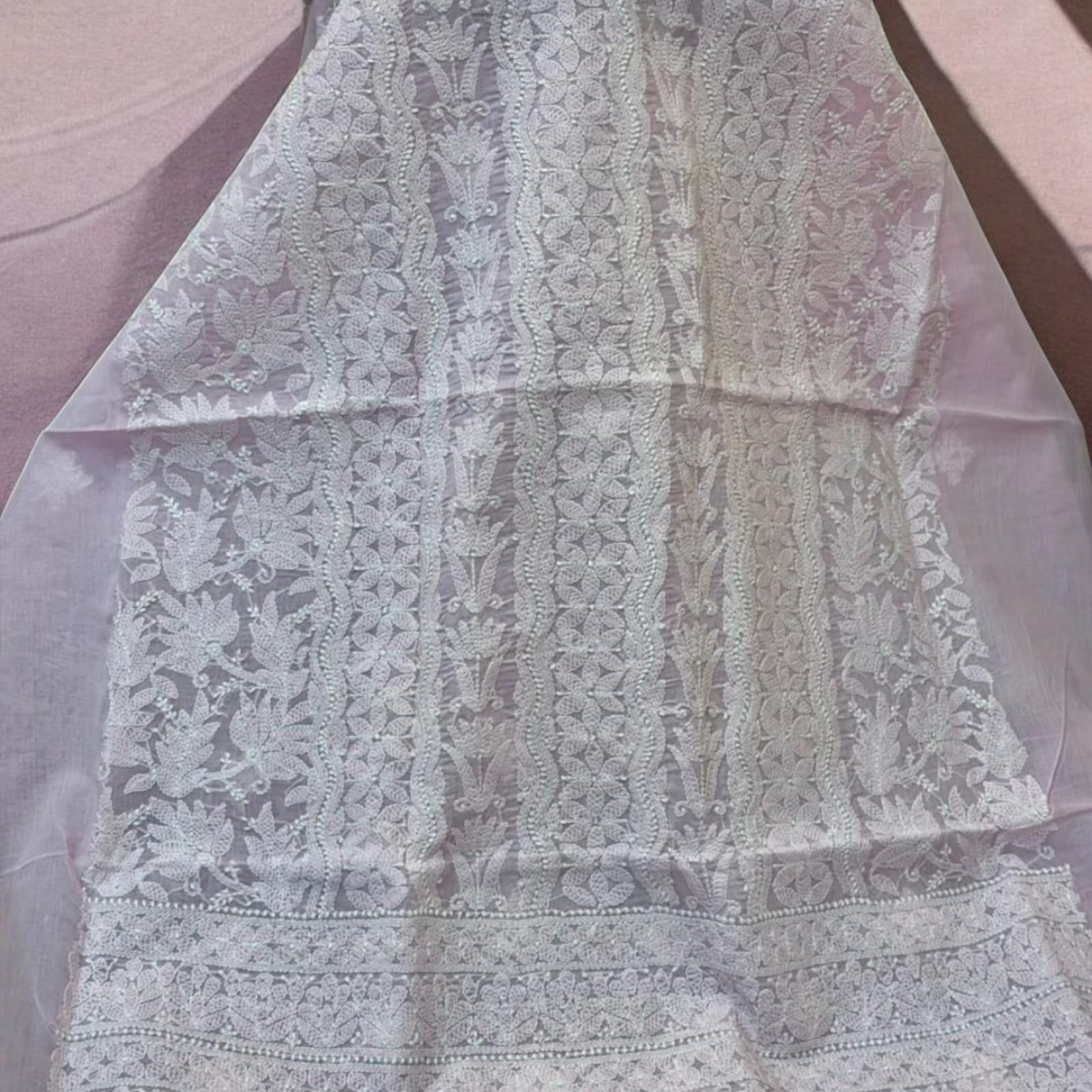Light purple Plain Indian Chikankari Shirt