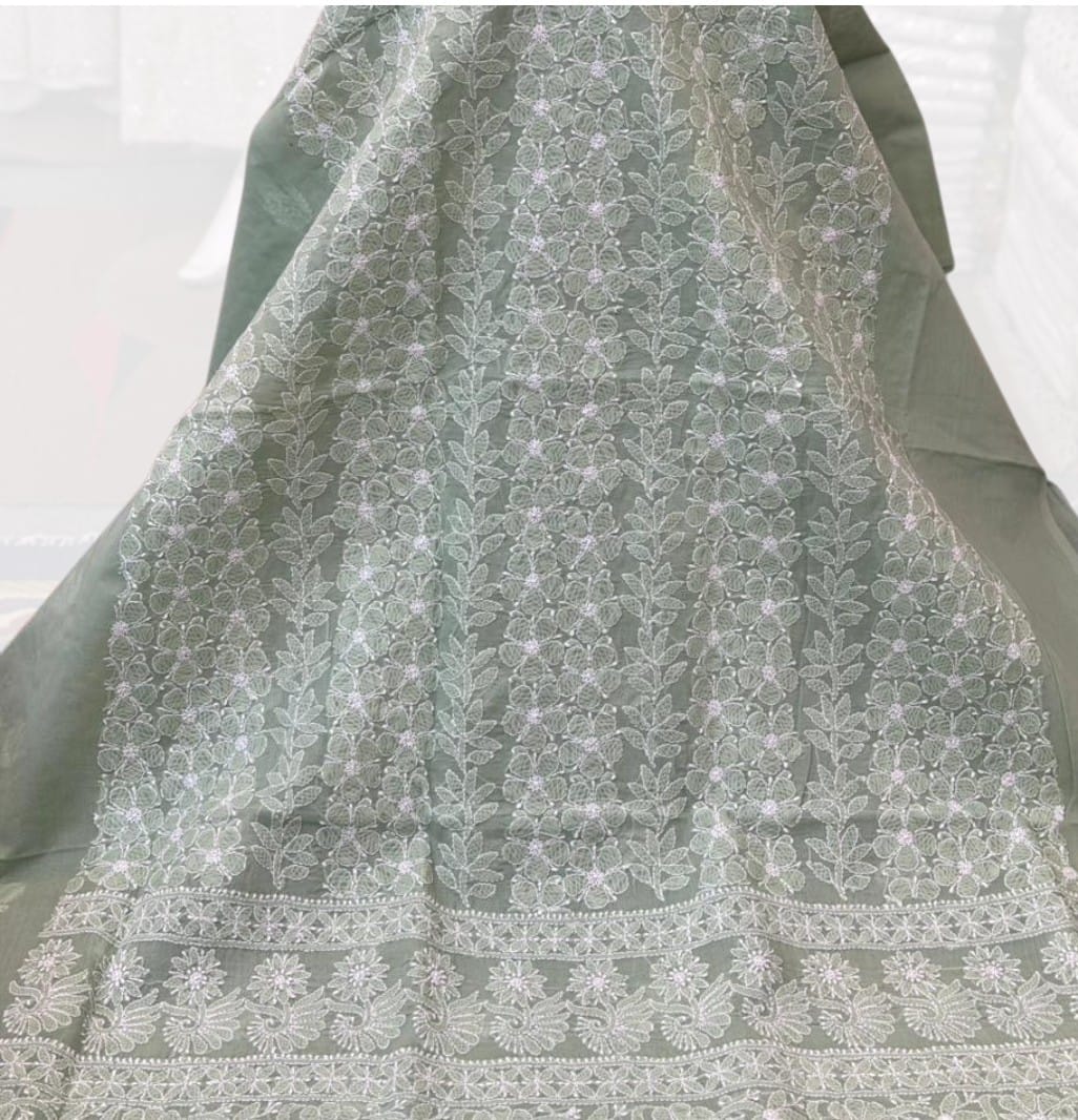 Green Indian Chikankari Shirt