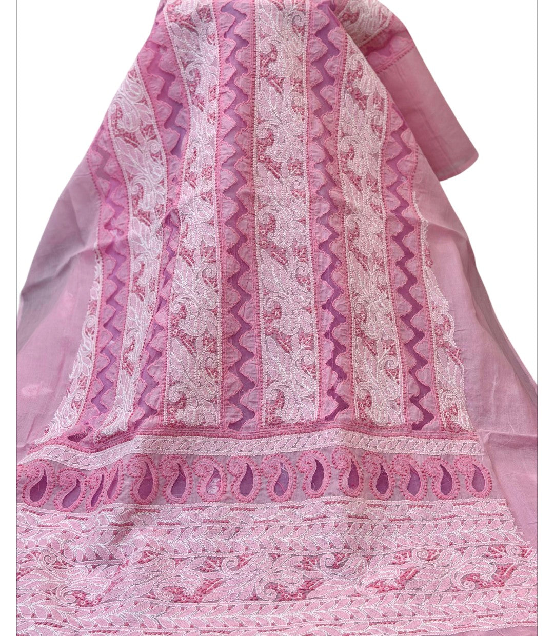 Two tone Pink Indian Chikankari with net shirt