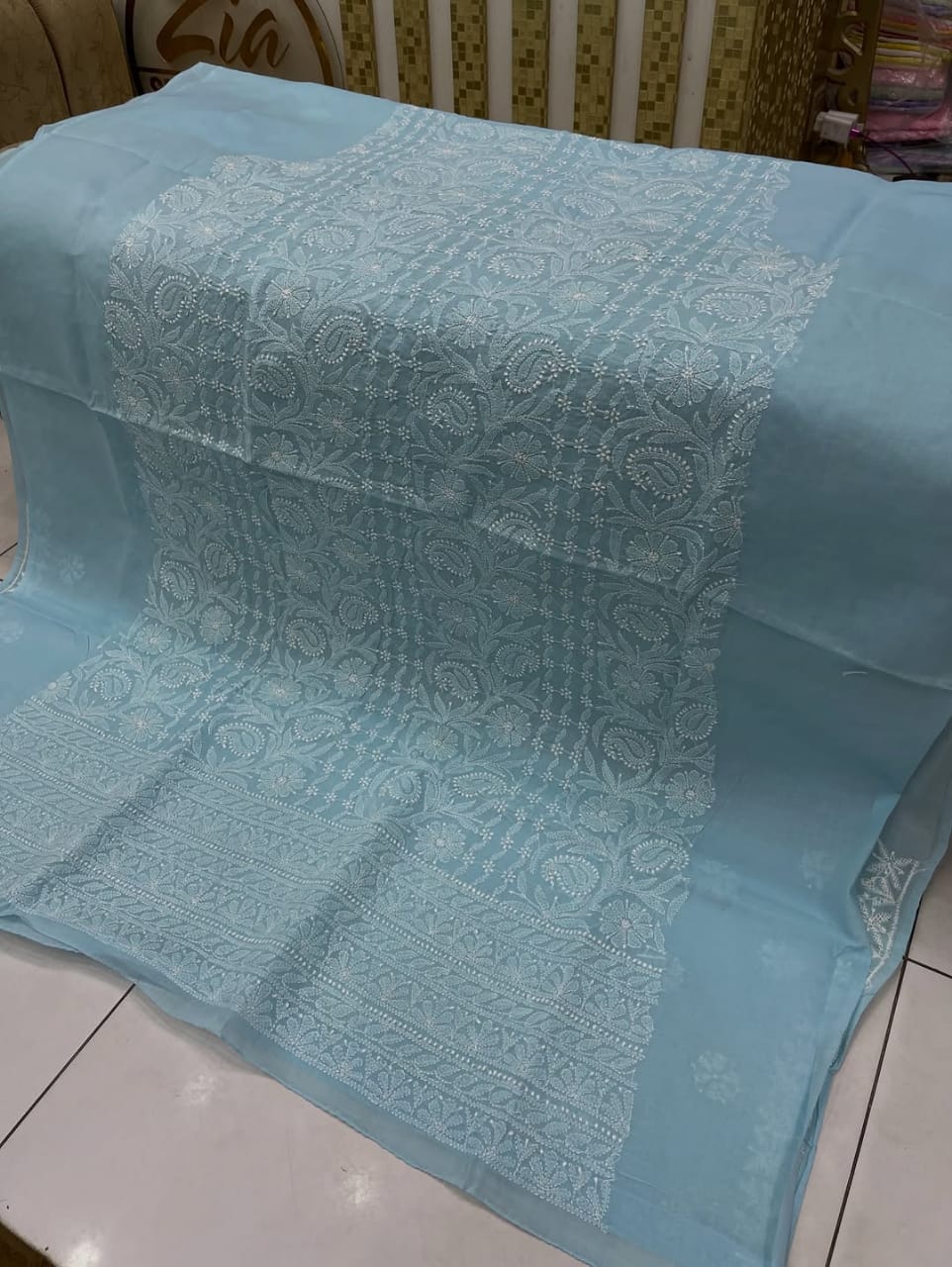 Powder blue Plain Indian Chicken Kaari Shirt