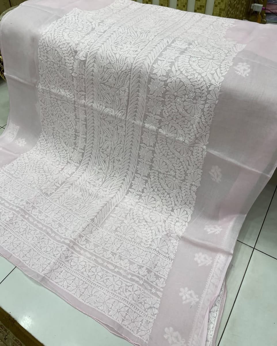 Powder Pink Plain Indian Chickankari Shirt