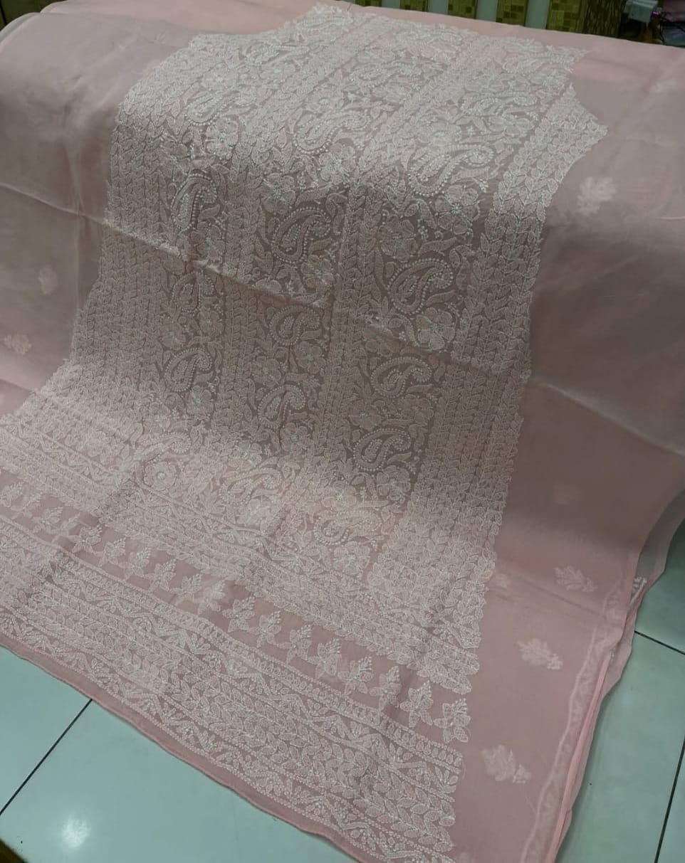 Baby Pink Indian Chickankari Shirt